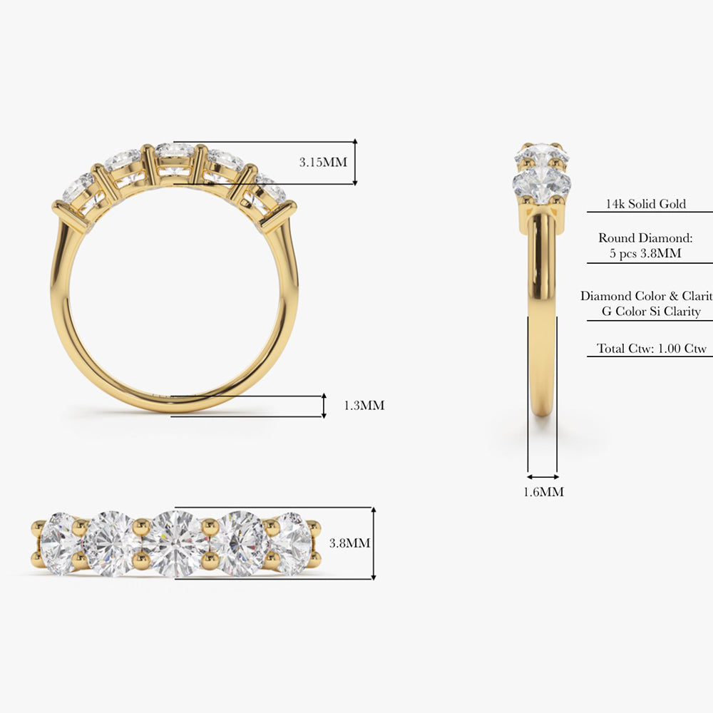 OBFJ1975 - 14k Five Stone 1ctw Wire Basket Diamond Ring 7