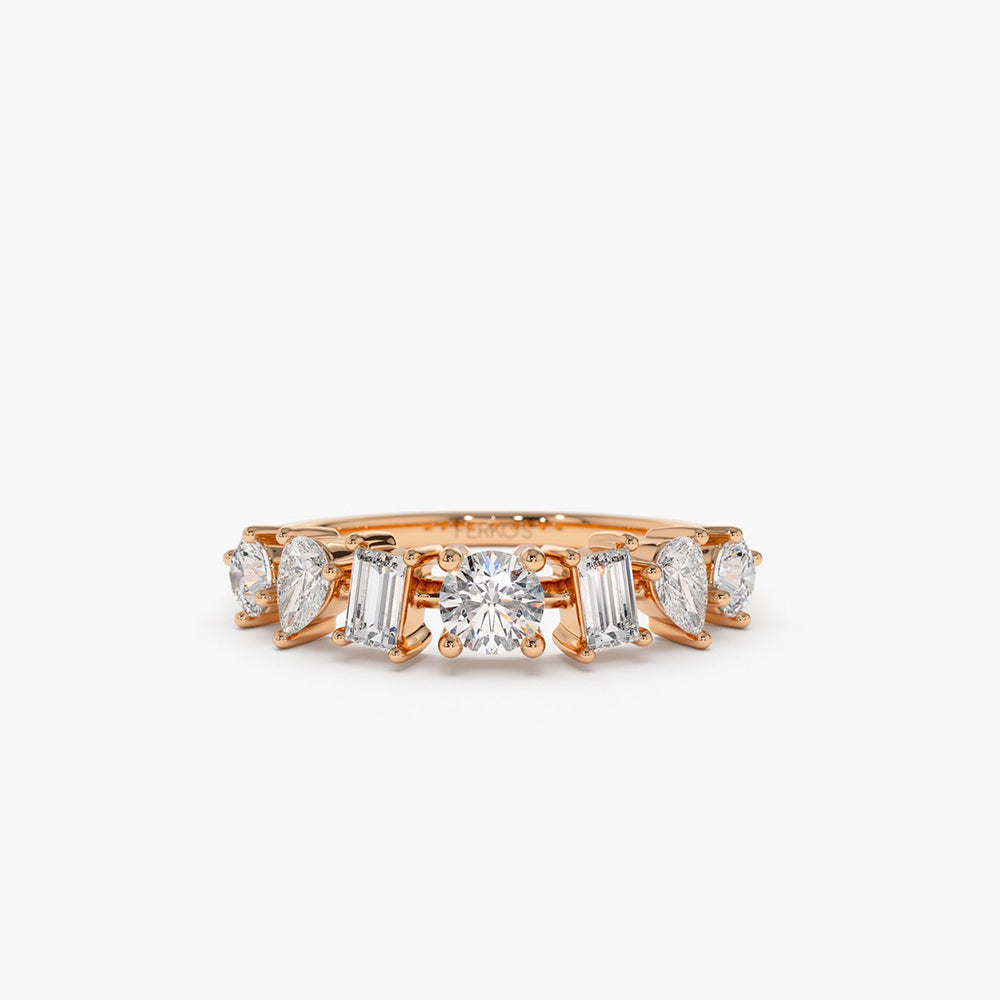 OBFJ0334 - 0.77 ctw 14k Mixed Cut Lab Grown Diamond Anniversary Ring - Holly 6