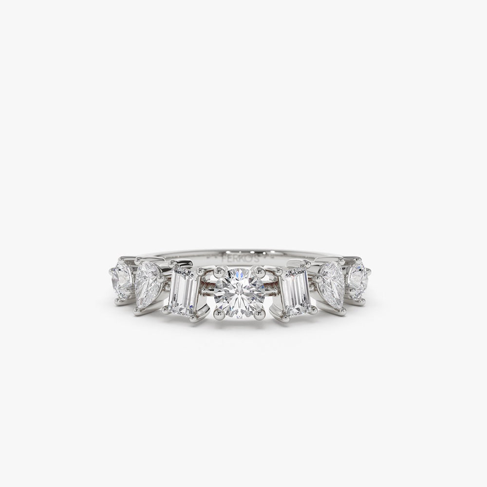 OBFJ2049 - 14k Mixed Cut Diamond Anniversary Ring 7
