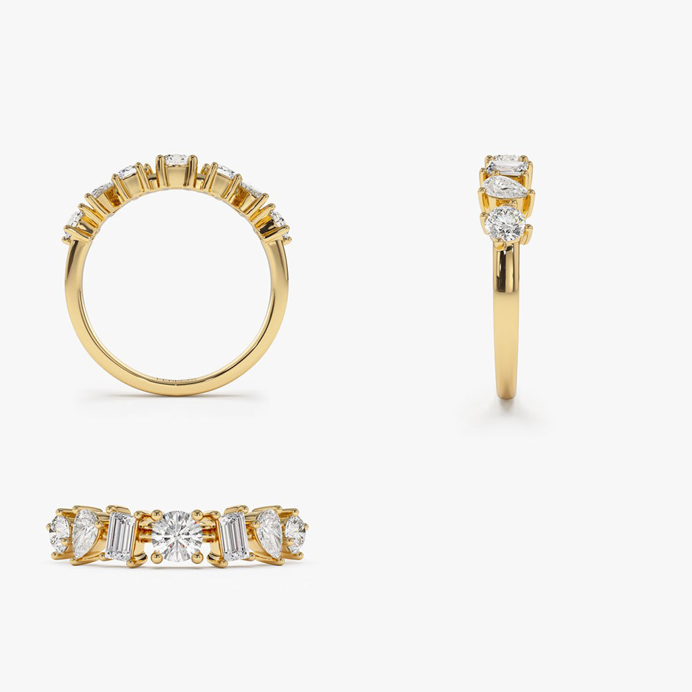 OBFJ2049 - 14k Mixed Cut Diamond Anniversary Ring 9