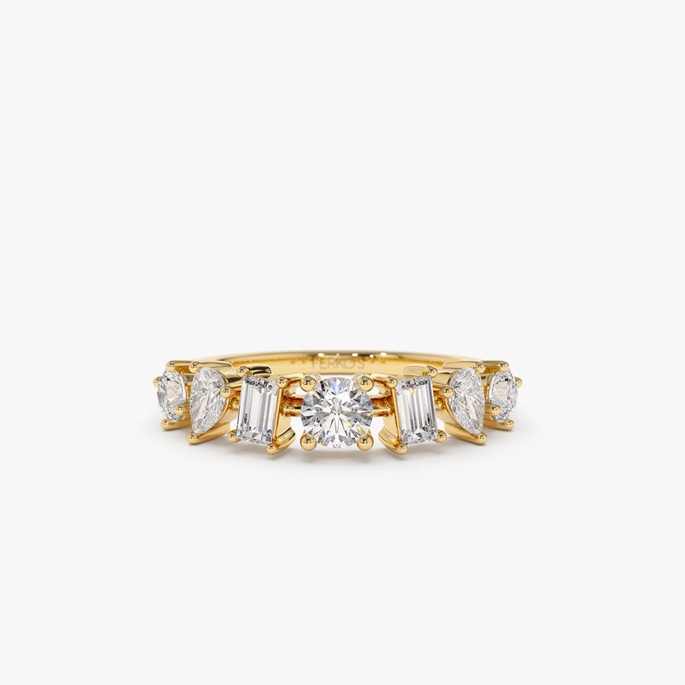 OBFJ0334 - 0.77 ctw 14k Mixed Cut Lab Grown Diamond Anniversary Ring - Holly 1