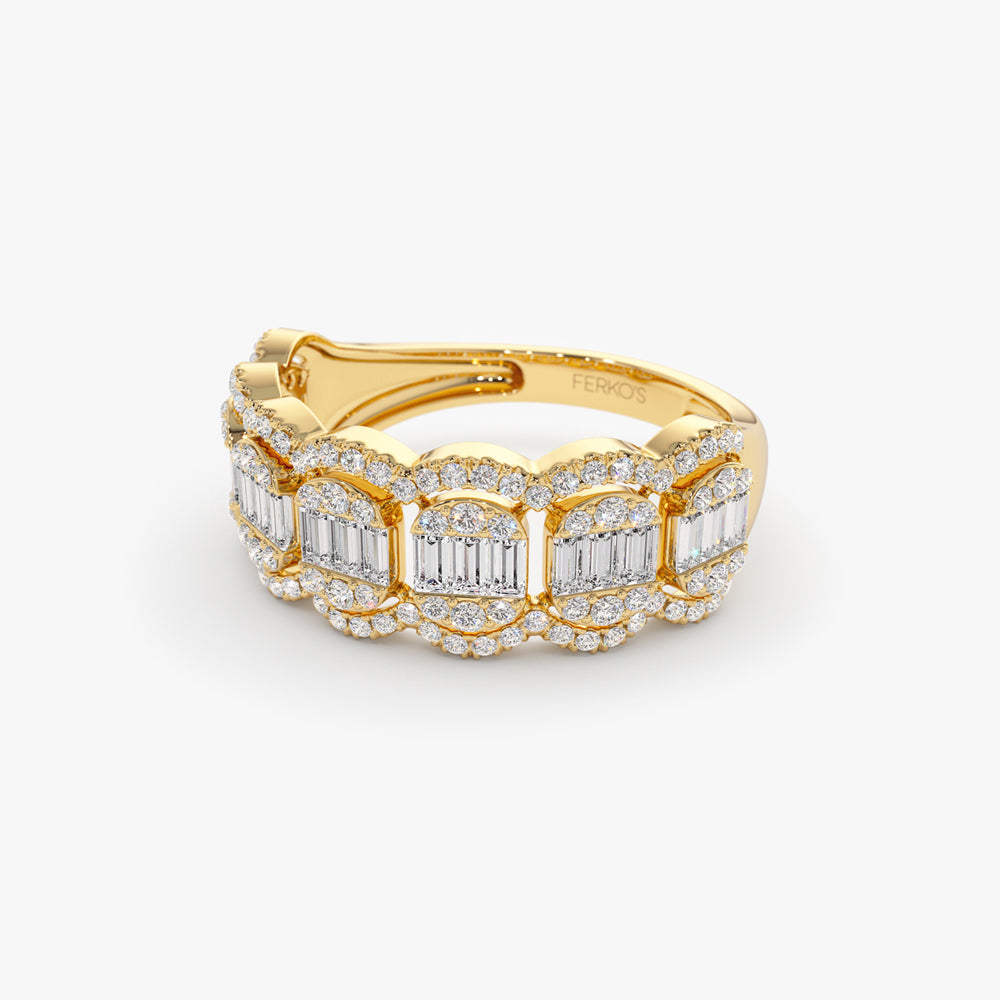 OBFJ2116 - 14k Baguette Diamond Ring in Halo Setting 7