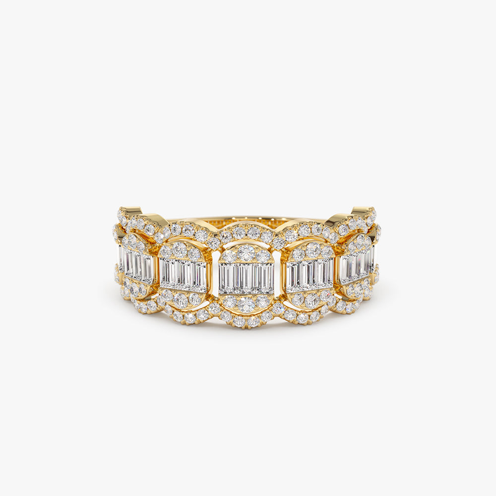 OBFJ2116 - 14k Baguette Diamond Ring in Halo Setting 1