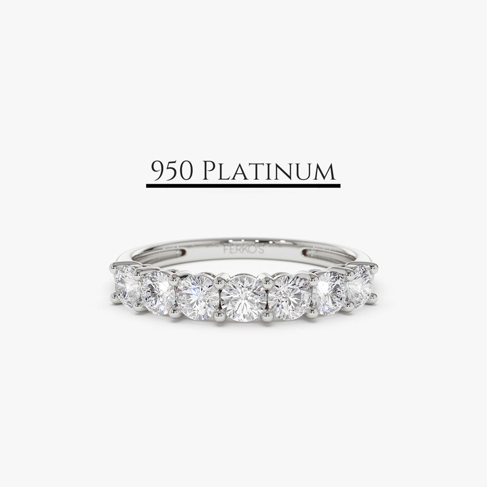 OBFJ1536 - Platinum 7 Stone Basket Setting Diamond Wedding Ring 0.70ctw 1