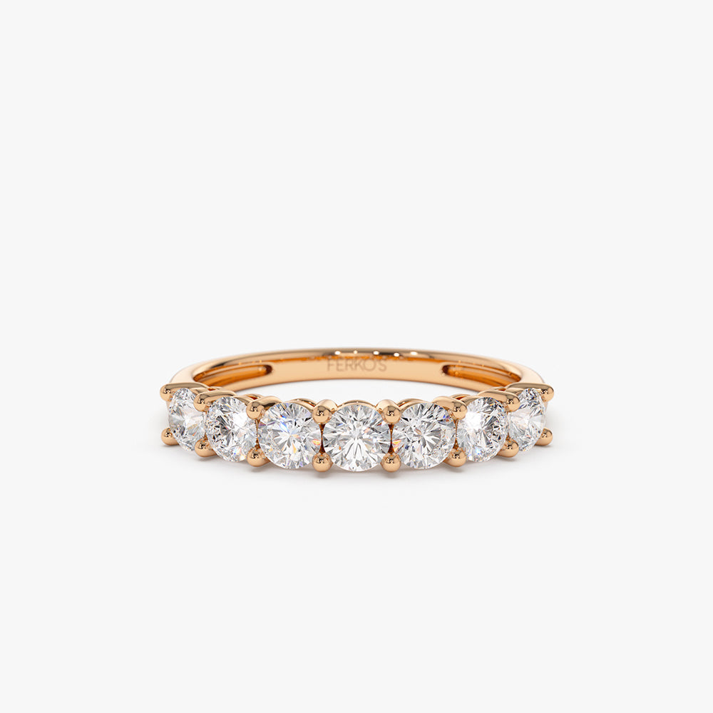 OBFJ0335 - 0.70 ctw 14k Seven Stone Basket Setting Lab Grown Diamond Ring - Hazel 6