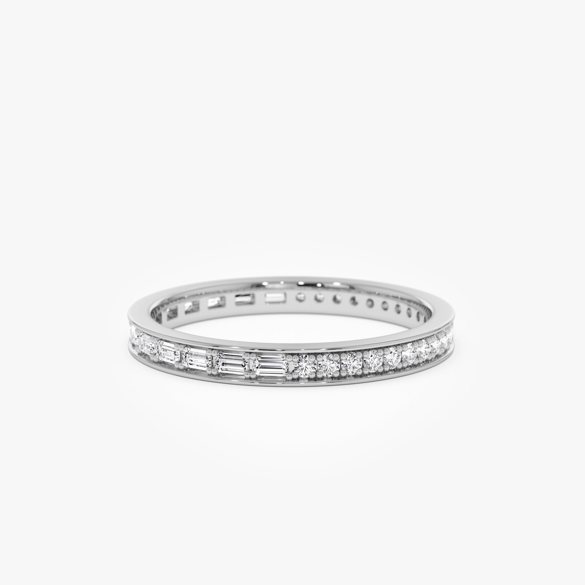 OBFJ0643 - 14k Half Baguette Half Round Diamond Eternity Band 6