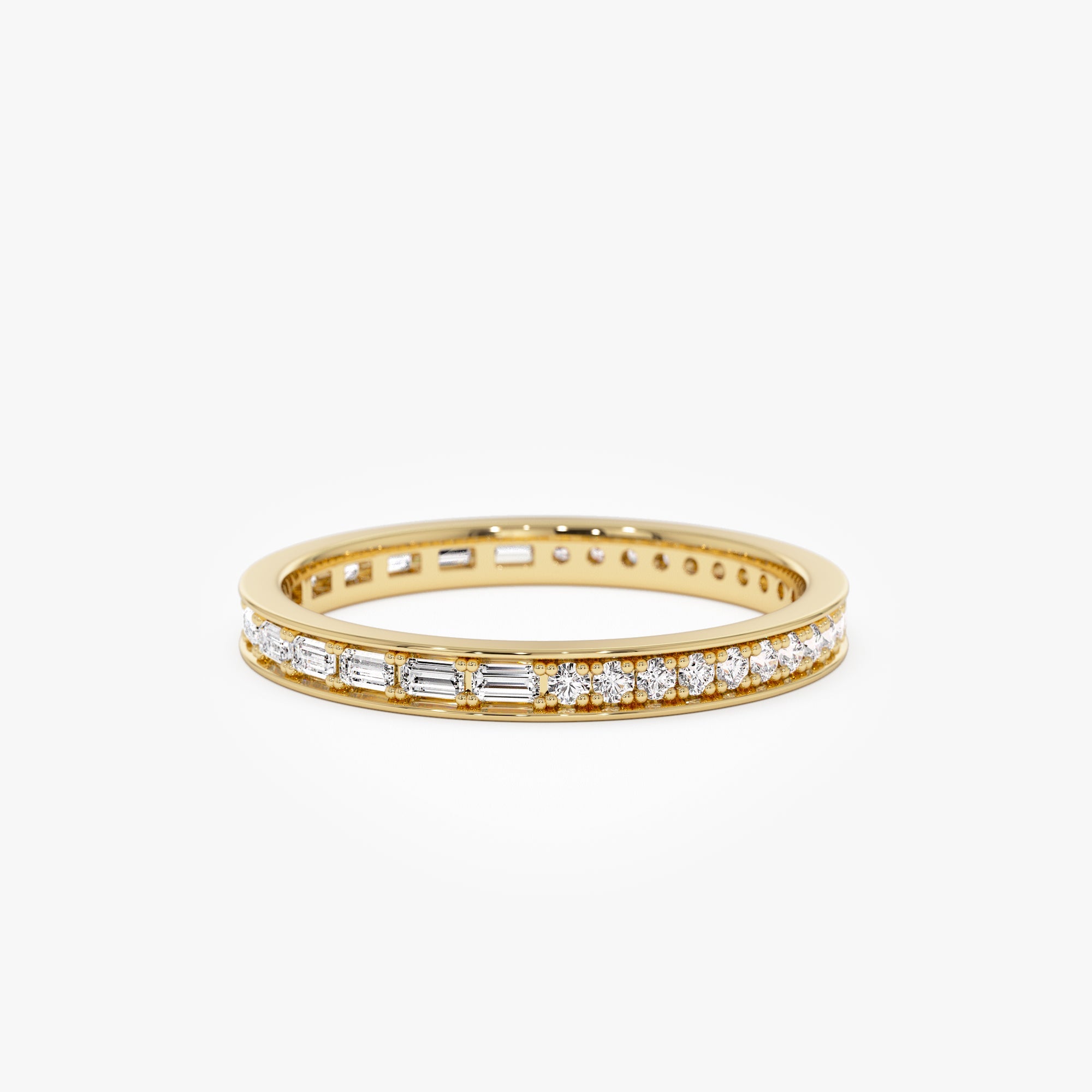 OBFJ0643 - 14k Half Baguette Half Round Diamond Eternity Band 1