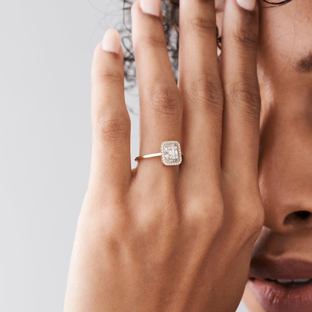 OBFJ2165 - 14k Unique Baguette Diamond Statement Ring 3