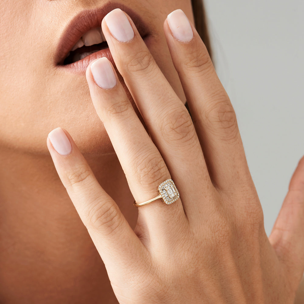 OBFJ2165 - 14k Unique Baguette Diamond Statement Ring 2