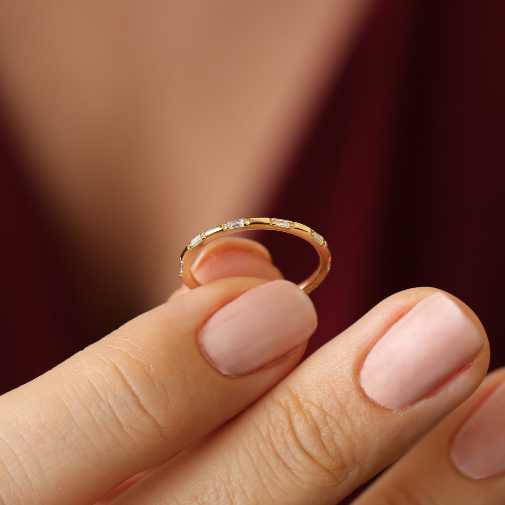 OBFJ2152 - 14k Baguette Diamond Dainty Full Eternity 5