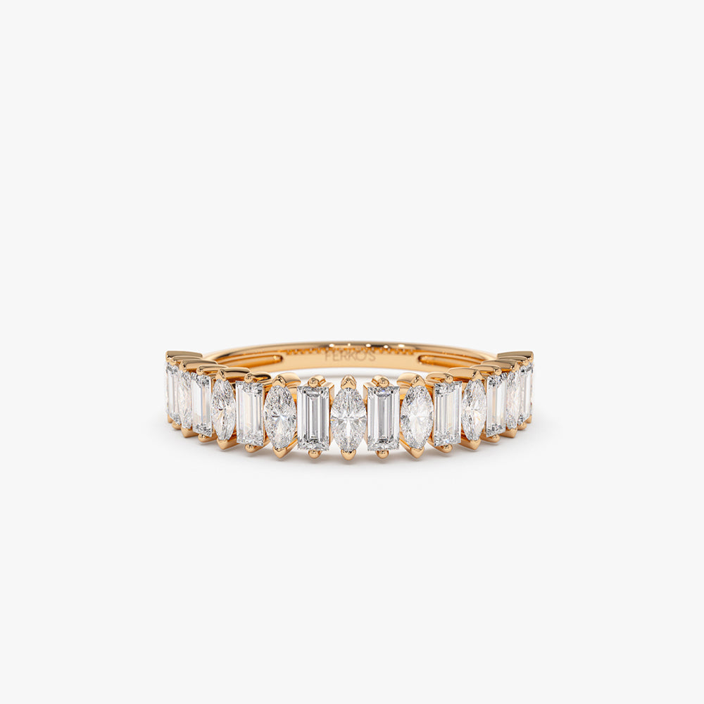 OBFJ2167 - 14k Marquise & Baguette Diamond Wedding Ring 7