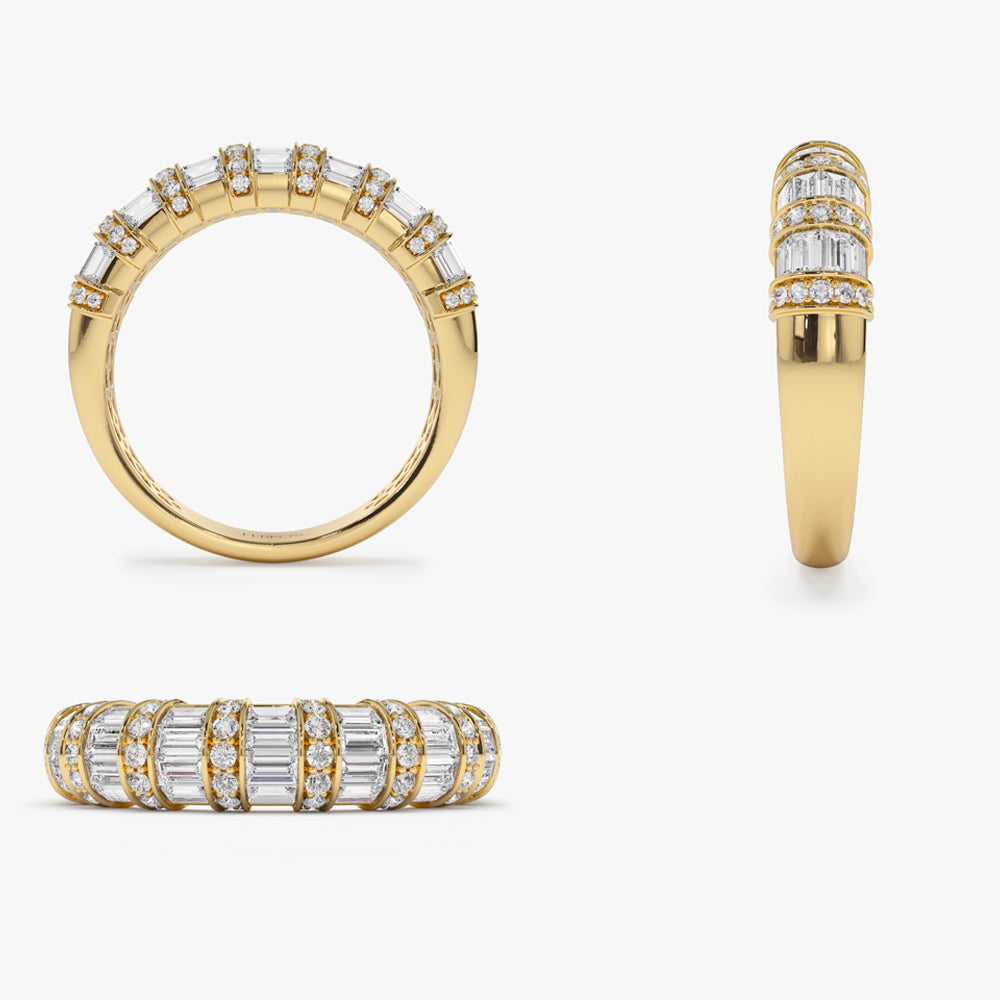 OBFJ2098 - 14k Dome Baguette Diamond Women's Anniversary Ring 9