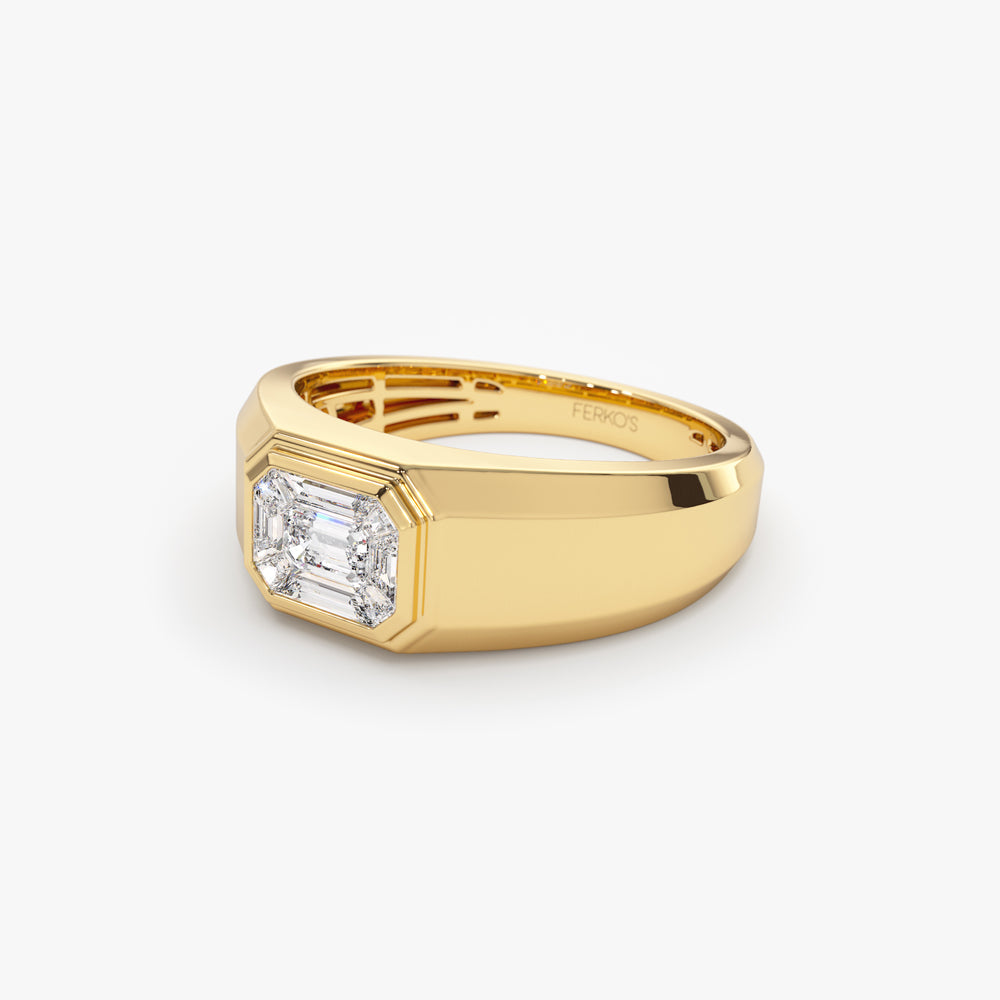 OBFJ2099 - 14k Emerald Cut Illusion Mosaic Solitaire Pinky Ring 8