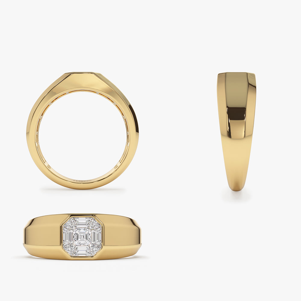OBFJ2111 - 14k Asscher Cut Illusion Mosaic Solitaire Pinky Ring 11