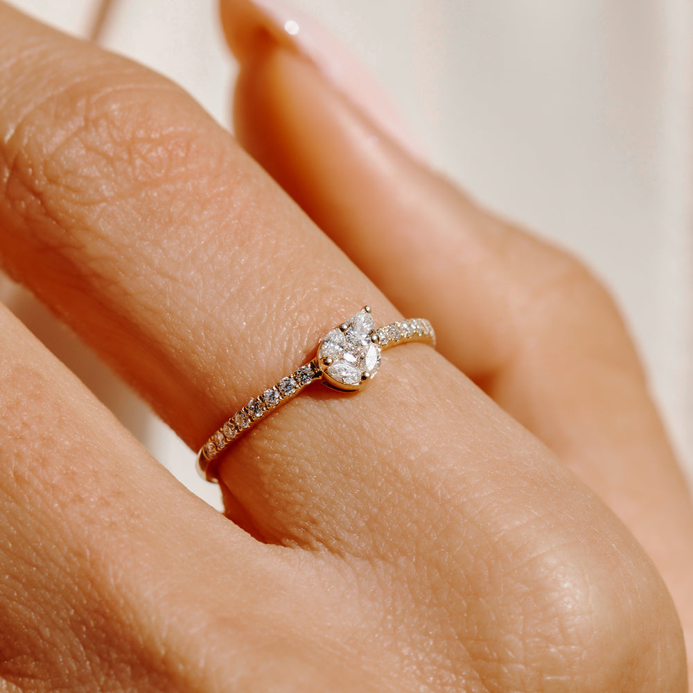 OBFJ2149 - 14k Pear Shape Illusion Setting Diamond Engagement Ring 4
