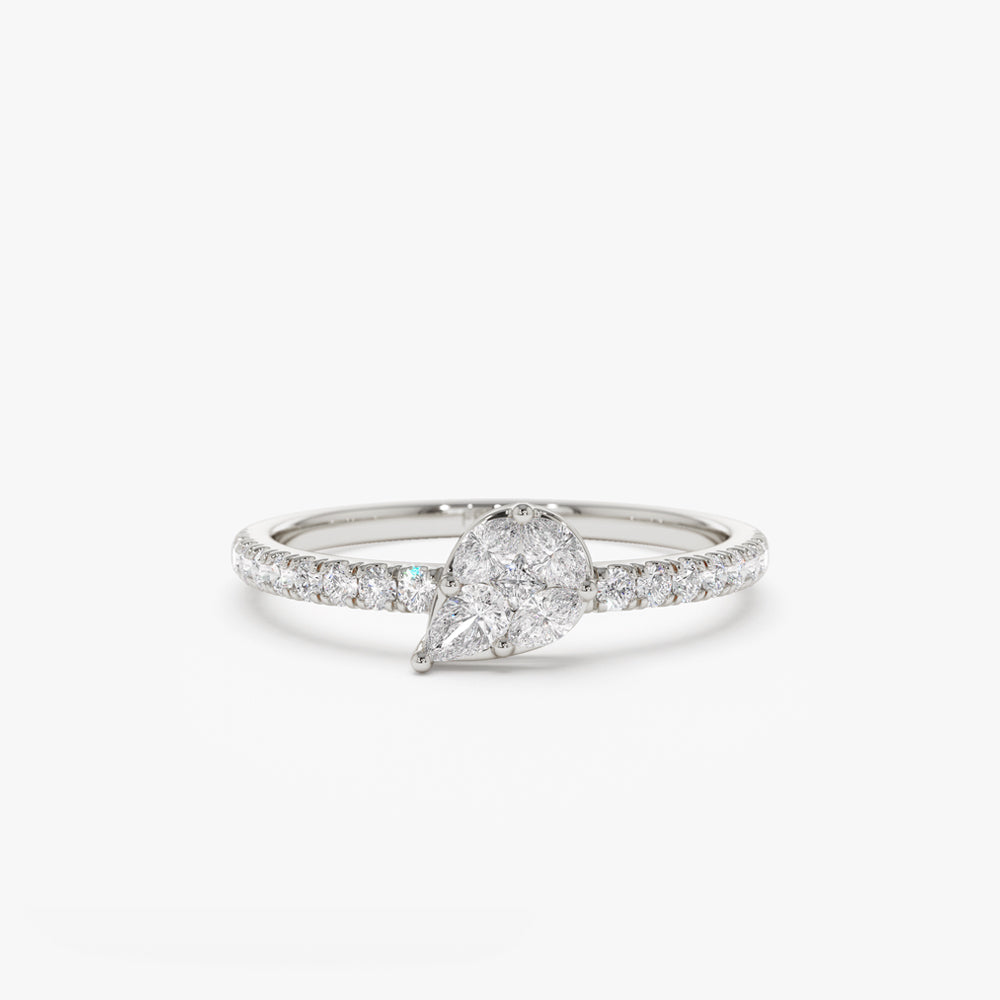 OBFJ2149 - 14k Pear Shape Illusion Setting Diamond Engagement Ring 6