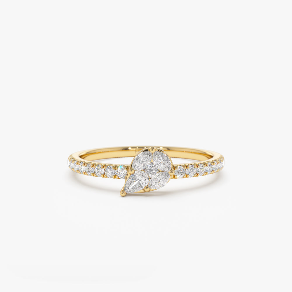 OBFJ2149 - 14k Pear Shape Illusion Setting Diamond Engagement Ring 1