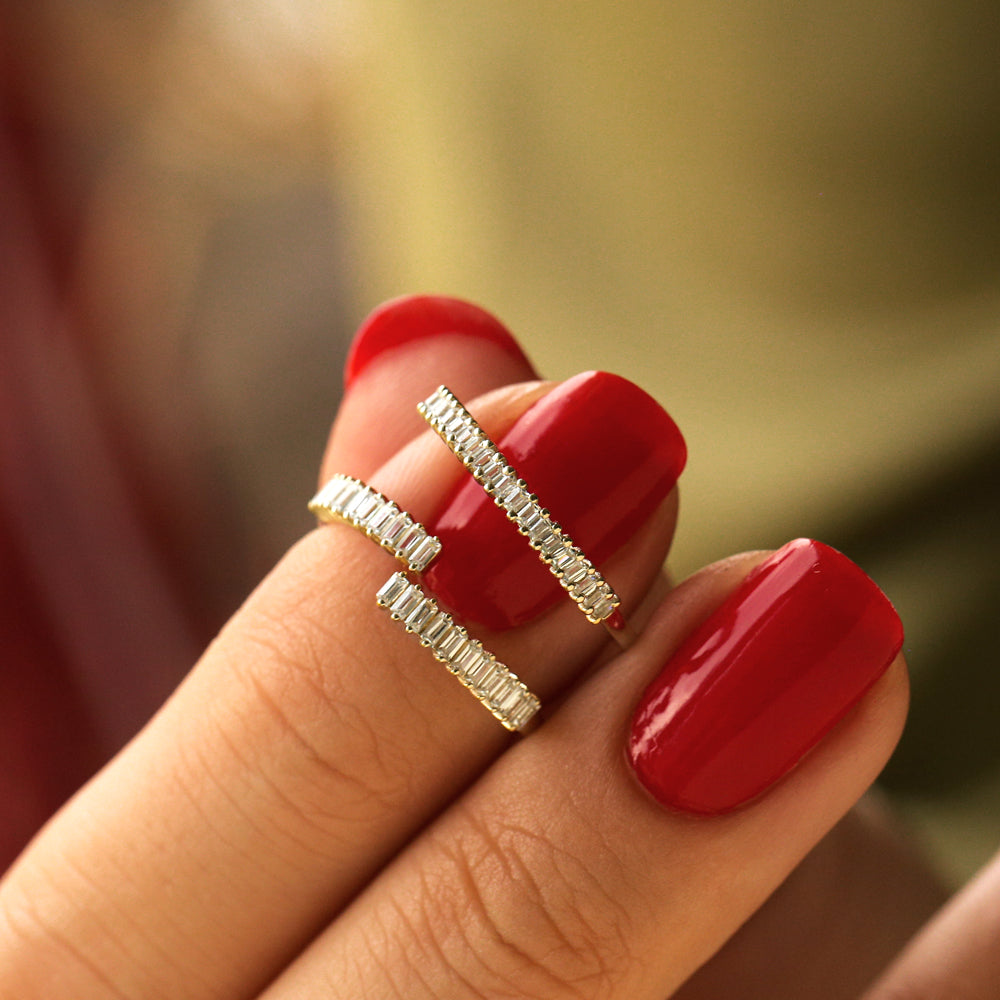OBFJ1085 - 14k Petite Baguette Diamond Wedding Band 2
