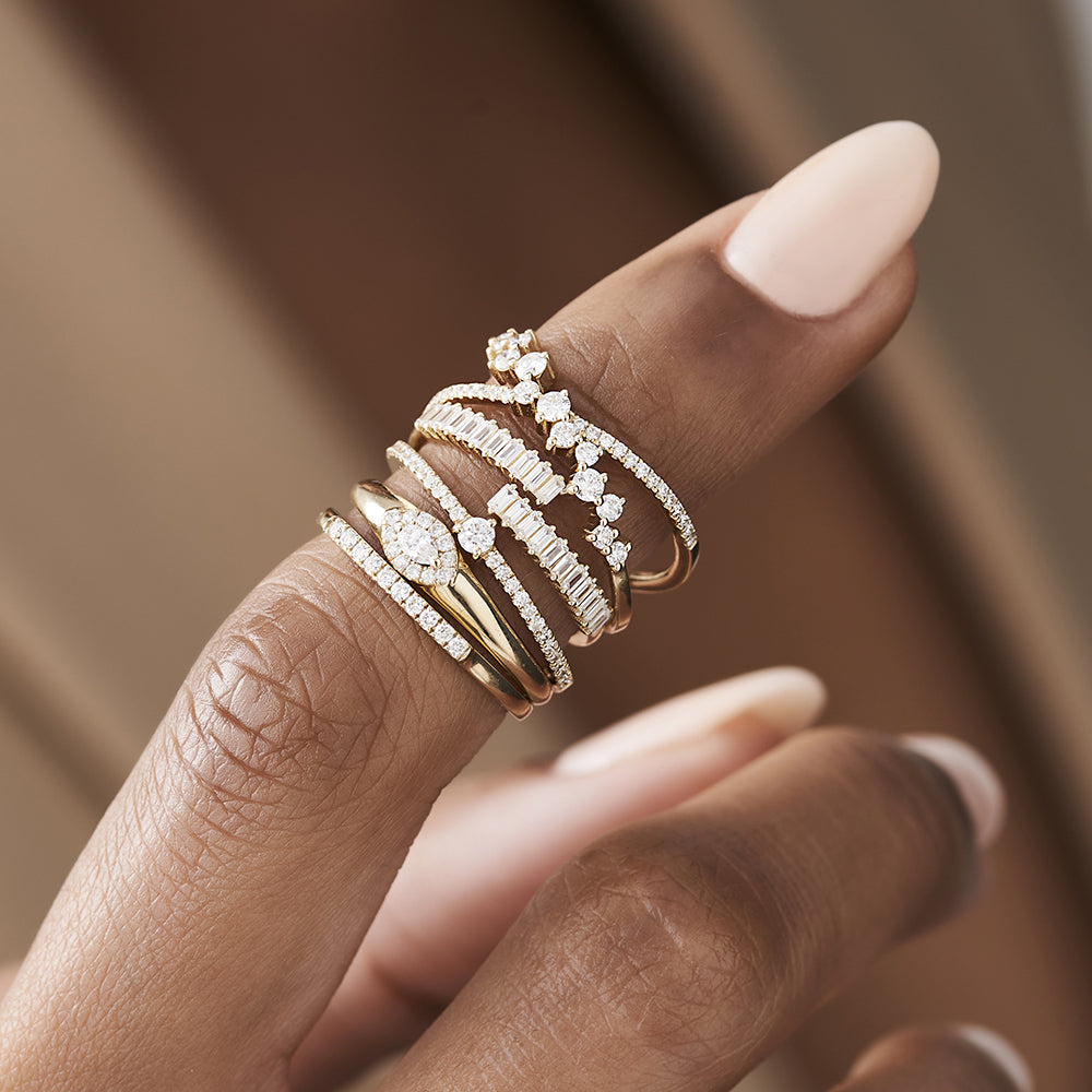 OBFJ2174 - 14k Baguette Diamond Bypass Ring 5
