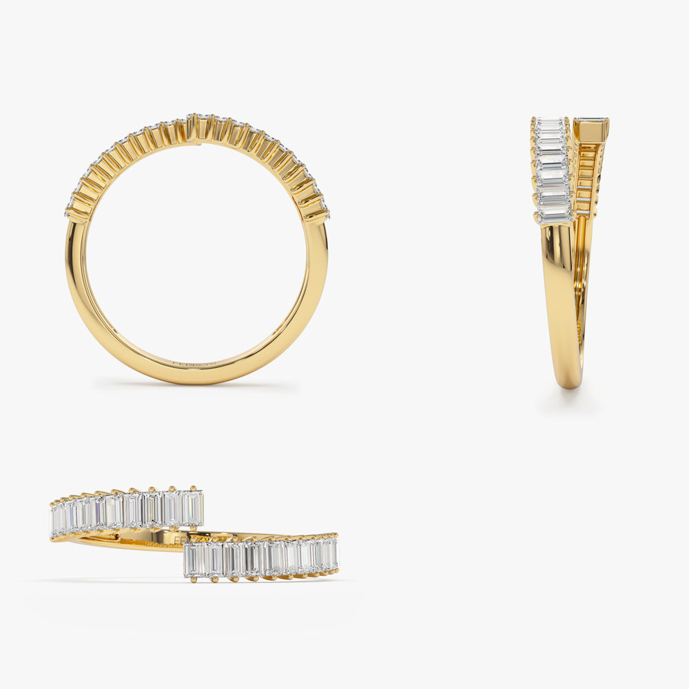 OBFJ2174 - 14k Baguette Diamond Bypass Ring 9