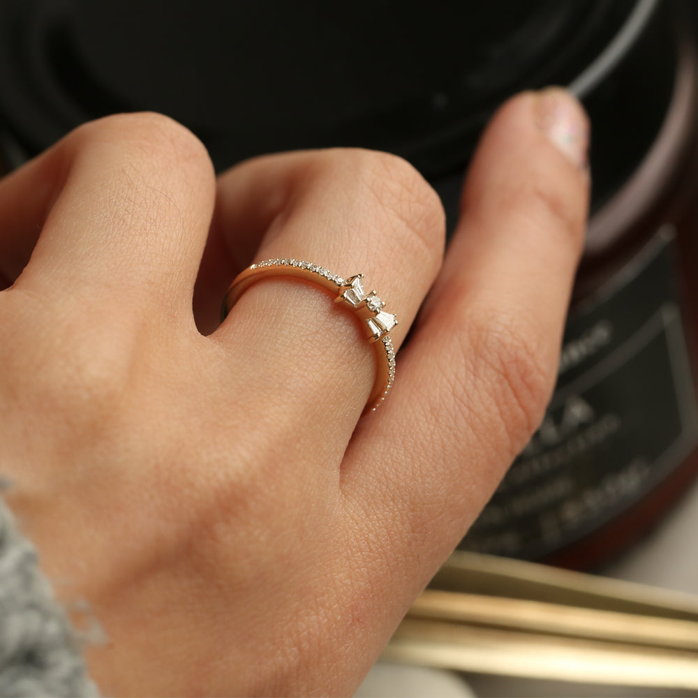 OBFJ2197 - 14k Baguette and Round Diamond Bow Ring 3