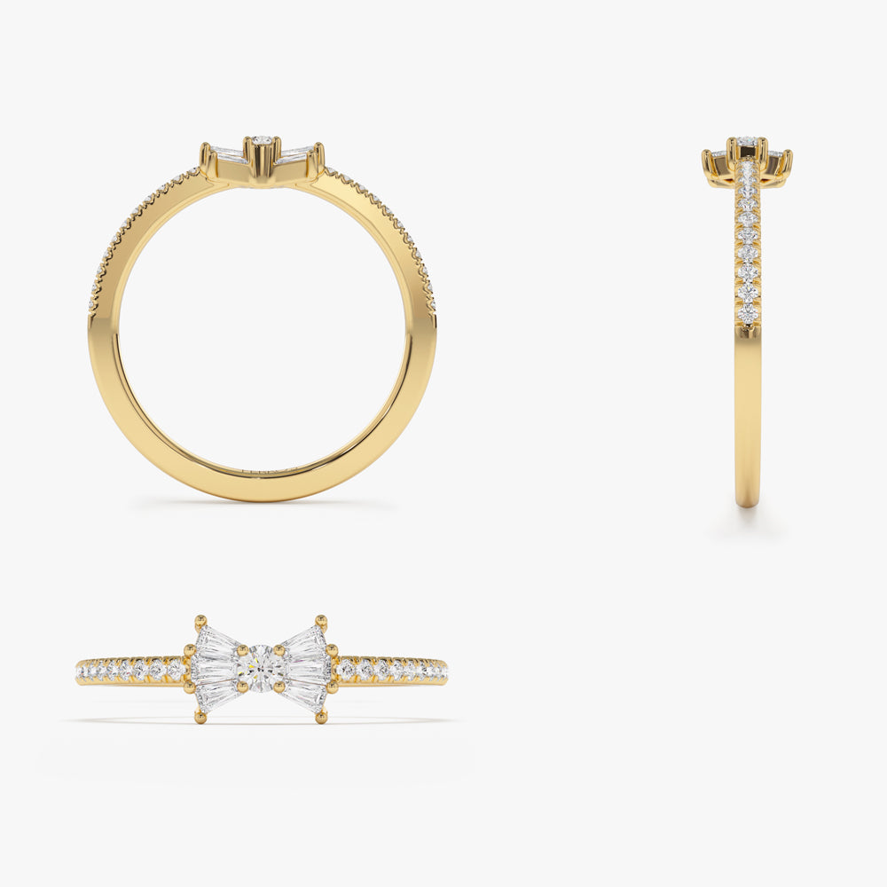 OBFJ2197 - 14k Baguette and Round Diamond Bow Ring 8