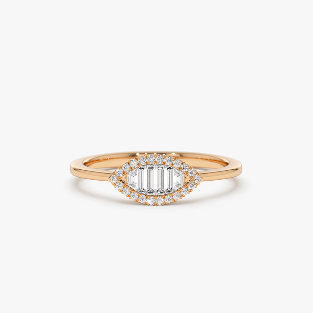 OBFJ2244 - Marquise Baguette Diamond Ring in 14K 6