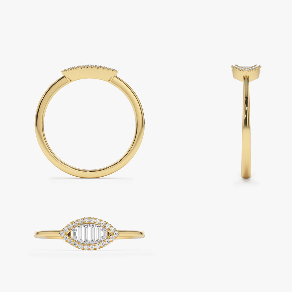 OBFJ2244 - Marquise Baguette Diamond Ring in 14K 9