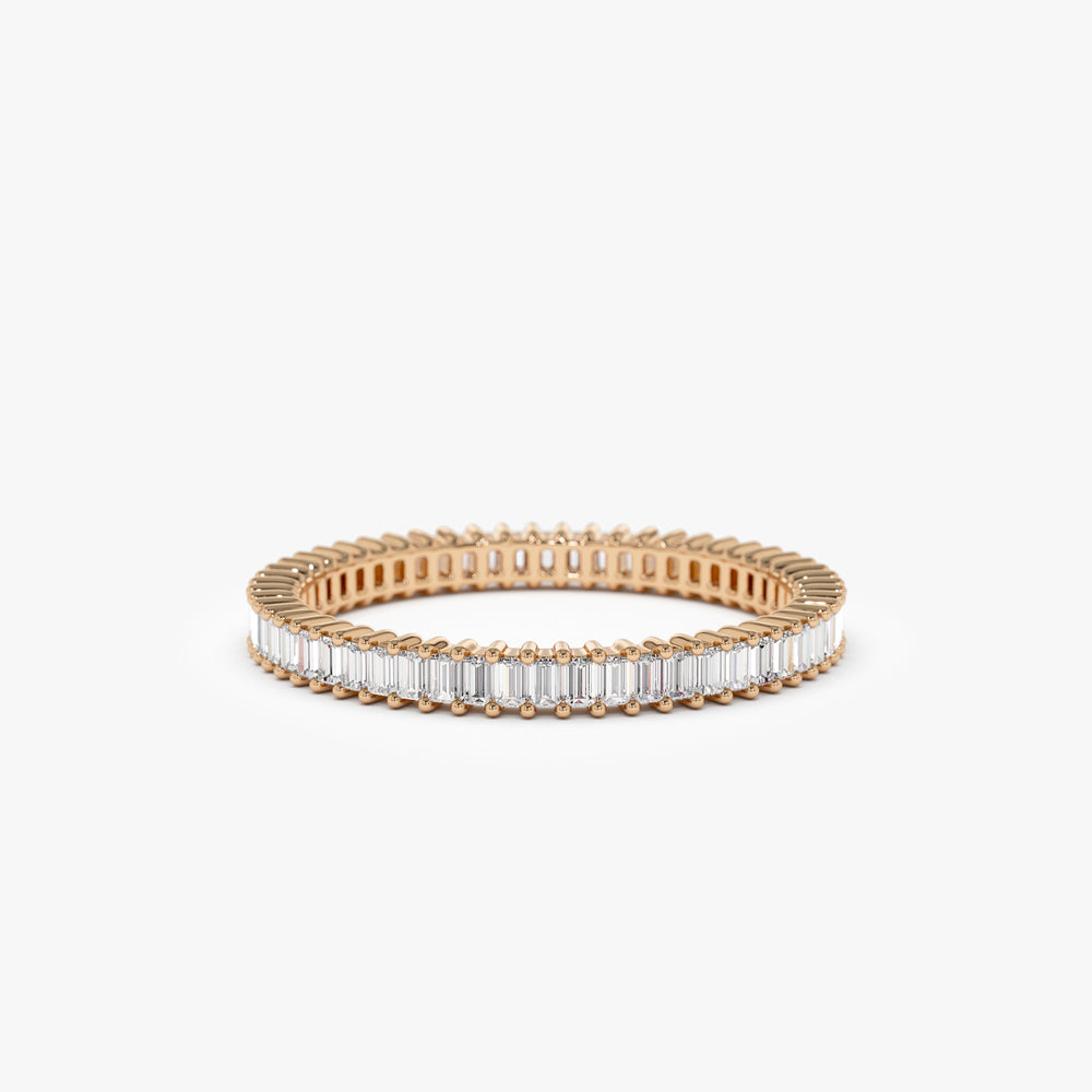 OBFJ1127 - 14k Dainty Stackable Full Eternity Baguette Diamond Ring 6