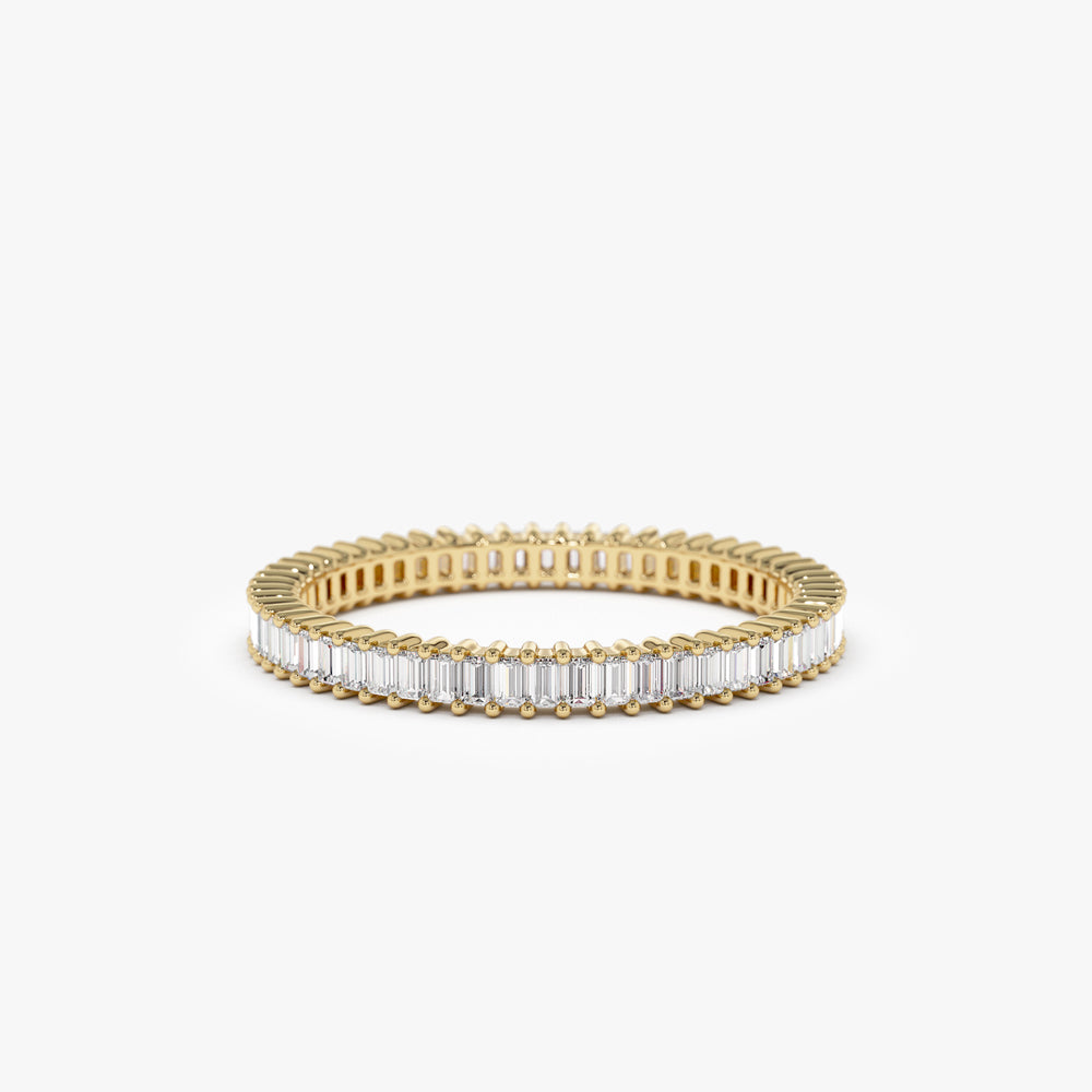 OBFJ1127 - 14k Dainty Stackable Full Eternity Baguette Diamond Ring 1