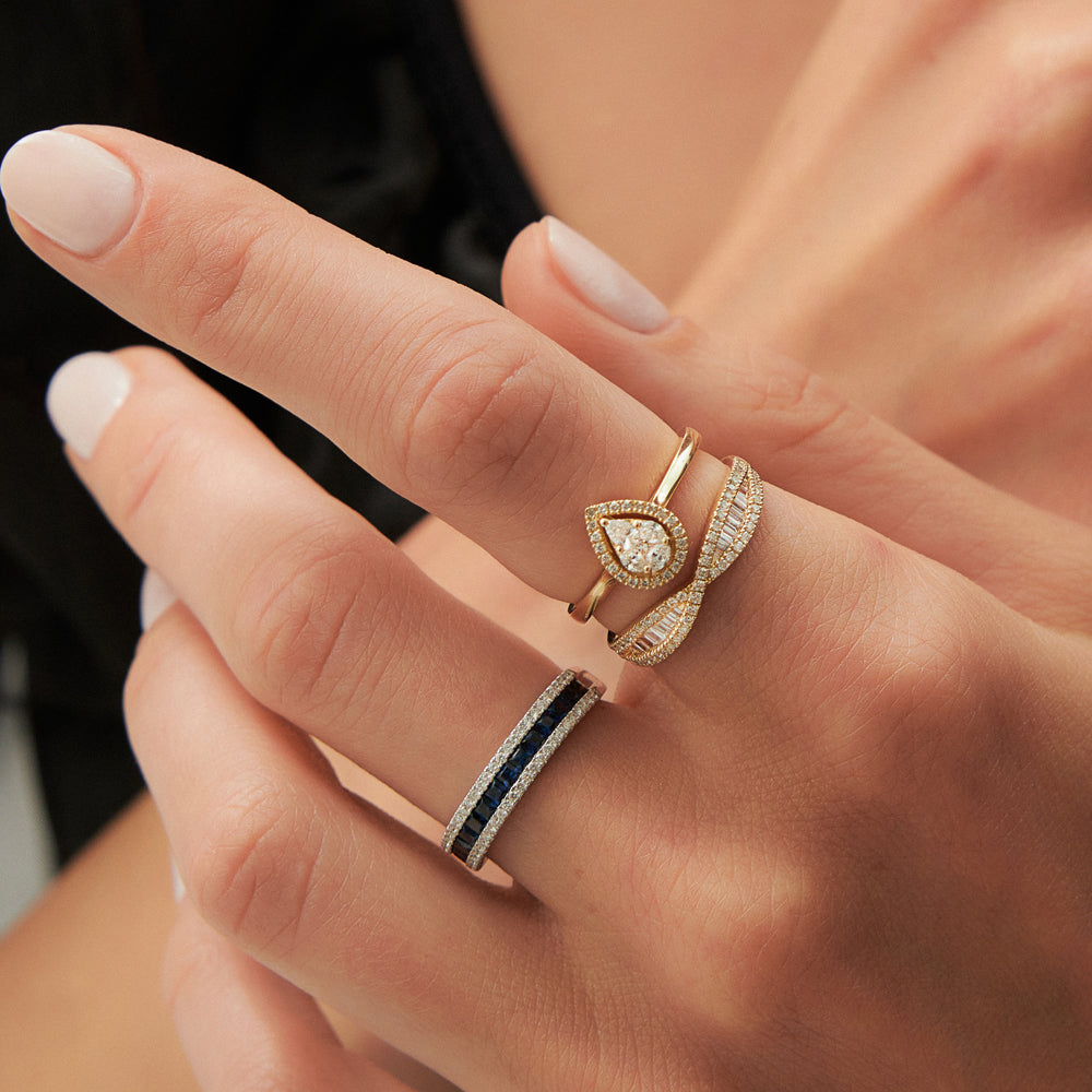 OBFJ2262 - 14k Baguette & Round Diamond Nesting Ring 4