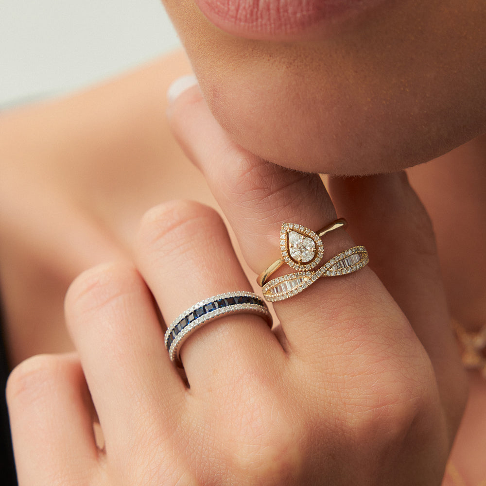 OBFJ2262 - 14k Baguette & Round Diamond Nesting Ring 3