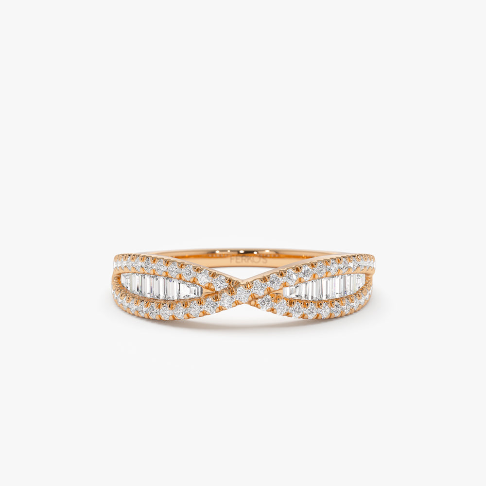 OBFJ2262 - 14k Baguette & Round Diamond Nesting Ring 5