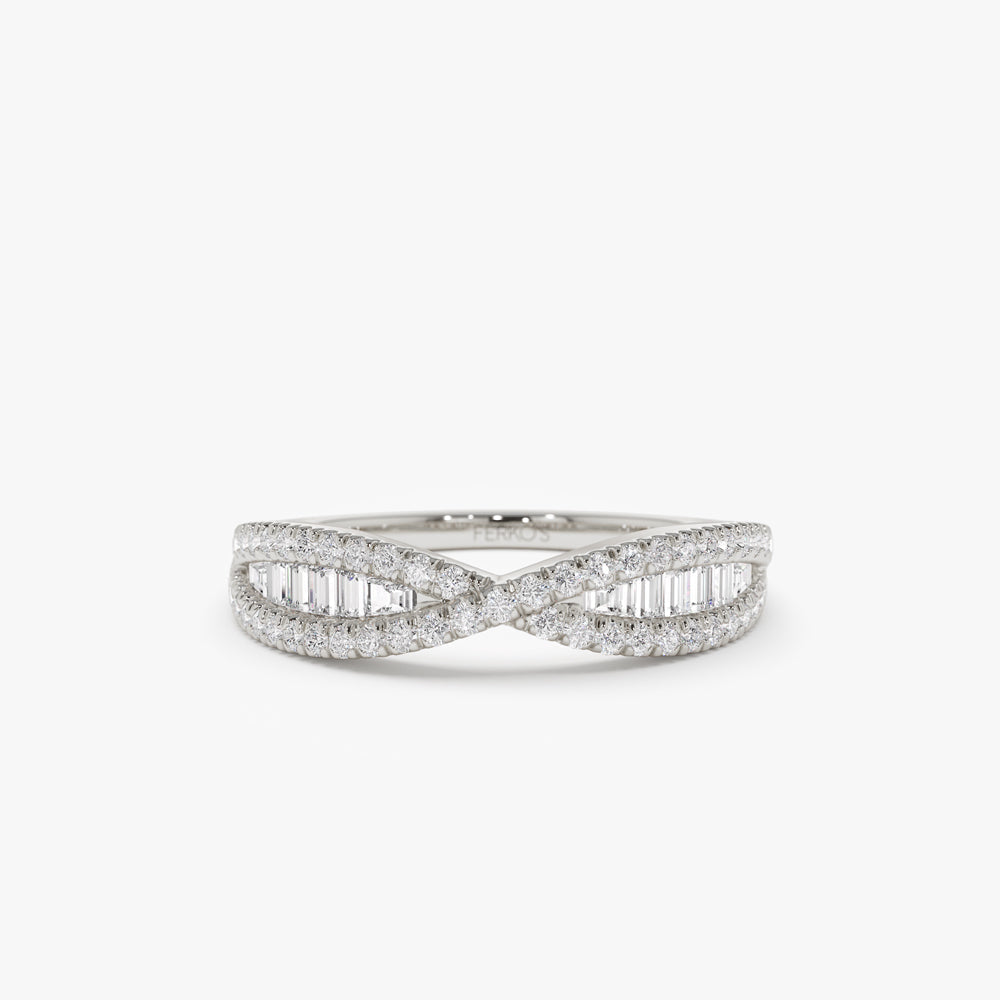 OBFJ2262 - 14k Baguette & Round Diamond Nesting Ring 6