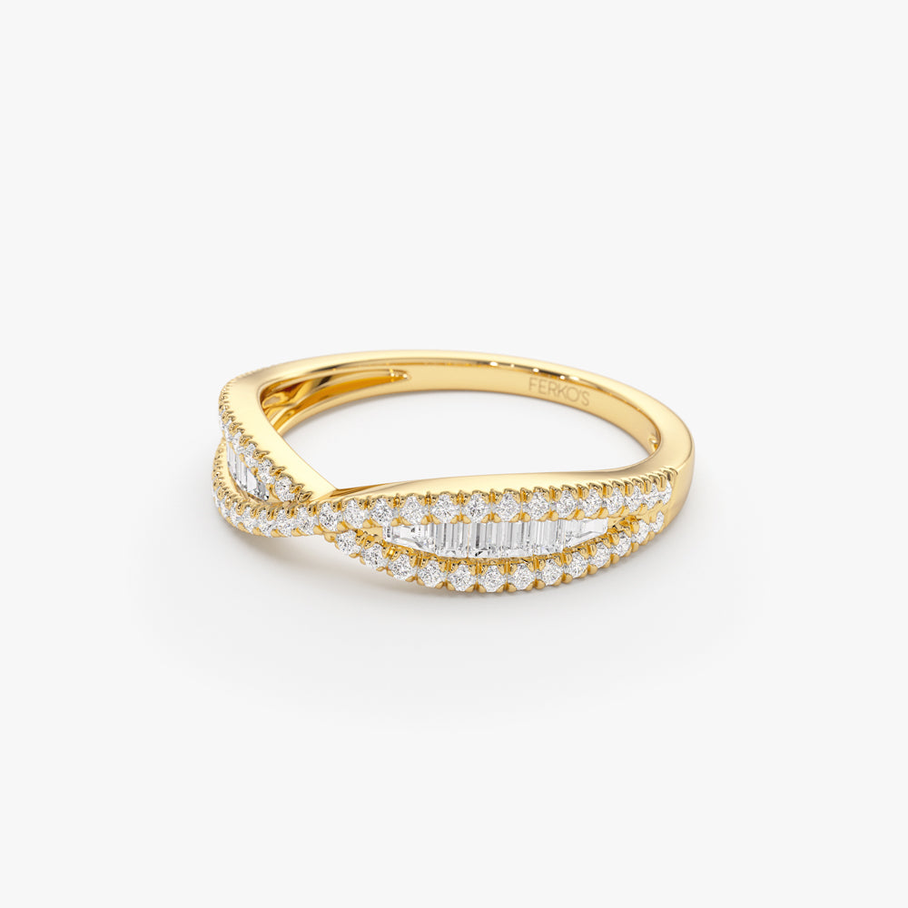 OBFJ2262 - 14k Baguette & Round Diamond Nesting Ring 7