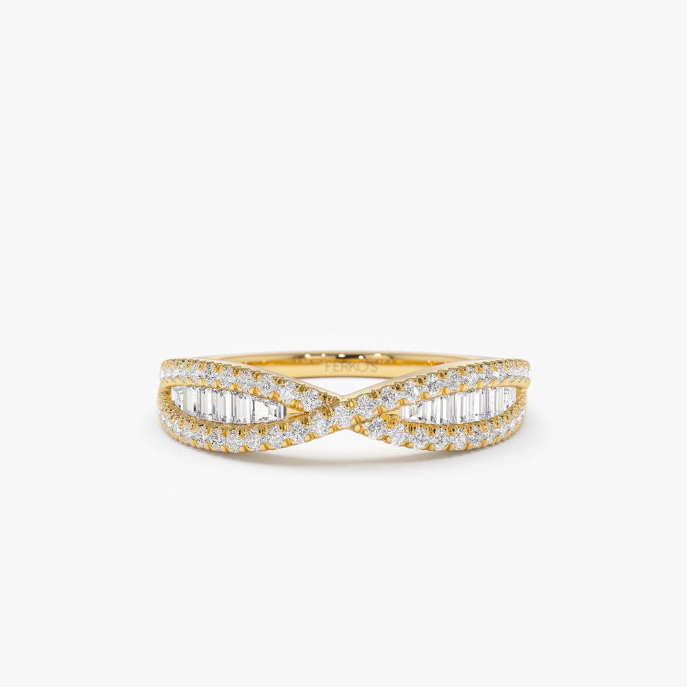 OBFJ2262 - 14k Baguette & Round Diamond Nesting Ring 1