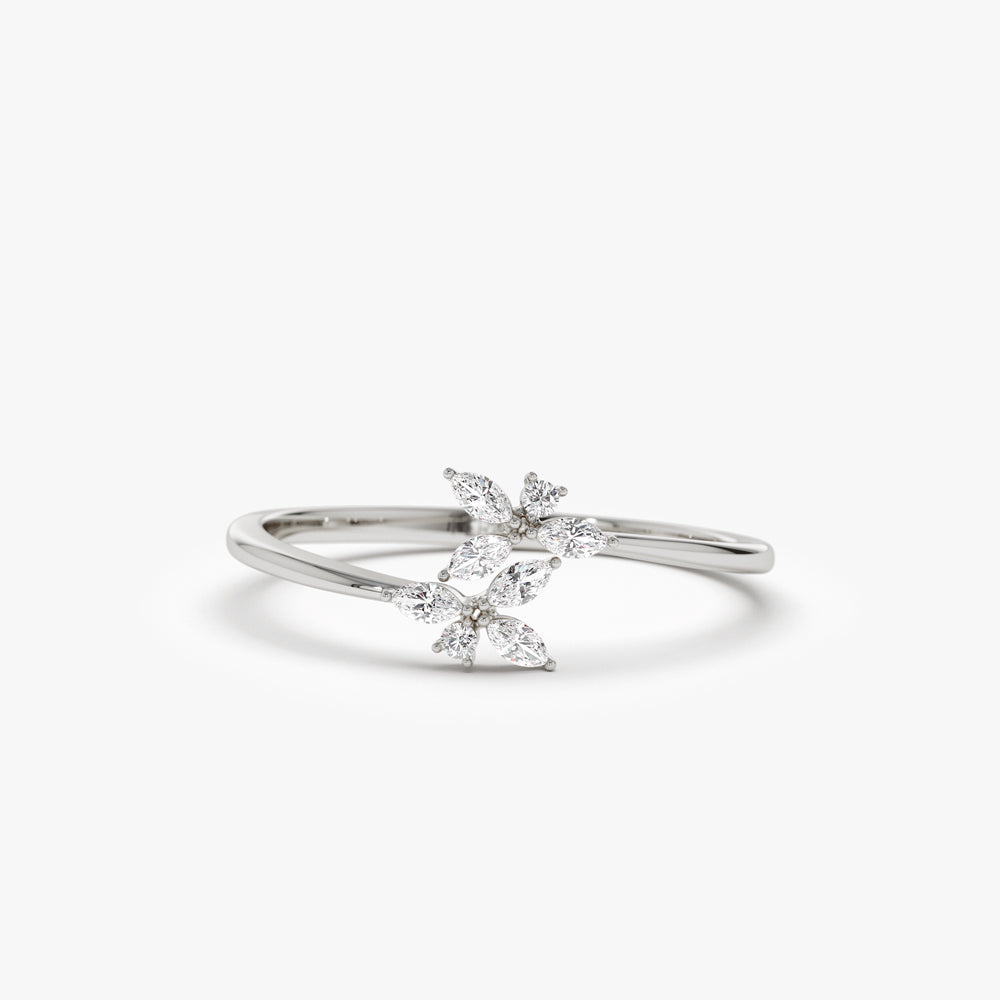 OBFJ1455 - 14k Marquise Diamond Trendy Stackable Ring 6
