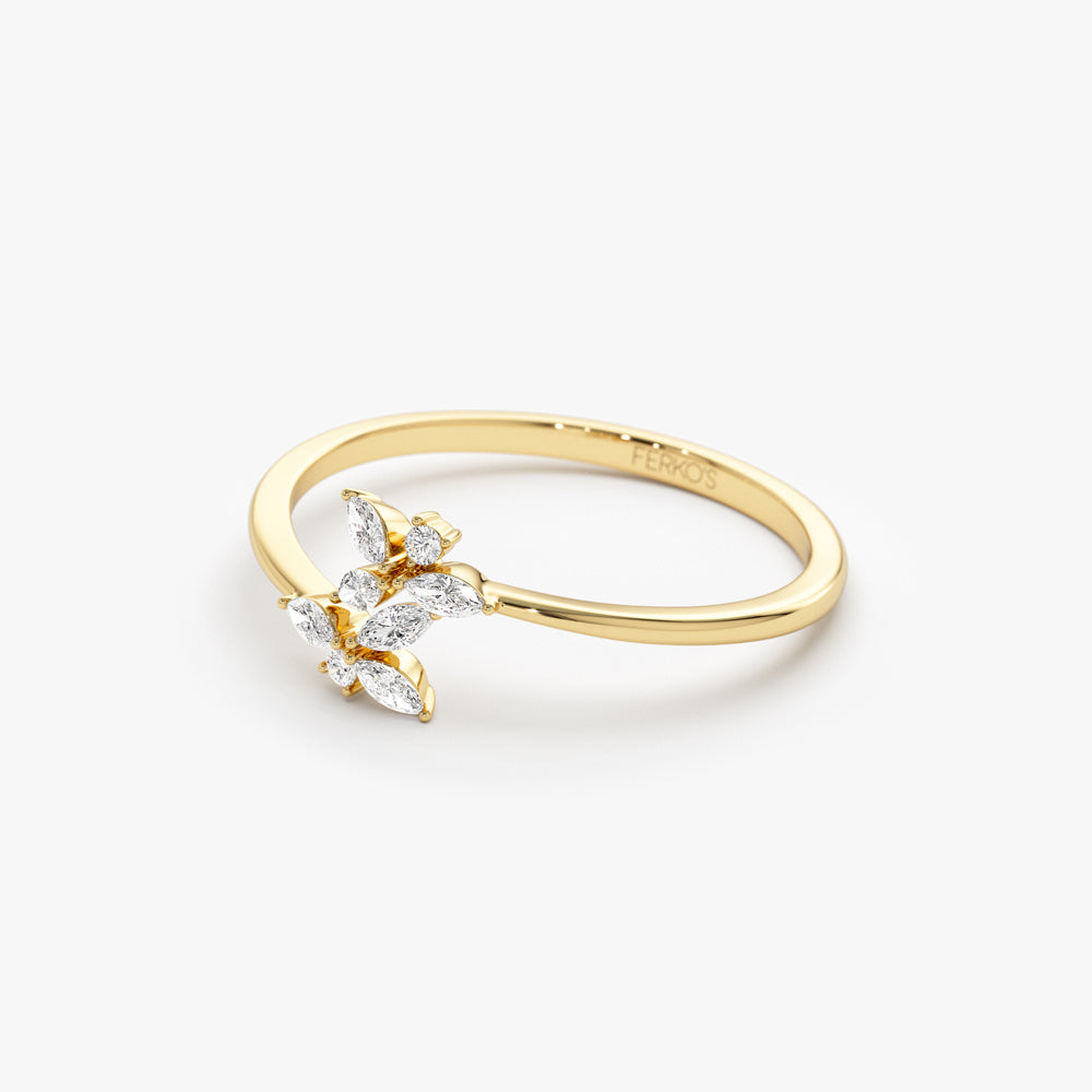 OBFJ1455 - 14k Marquise Diamond Trendy Stackable Ring 7