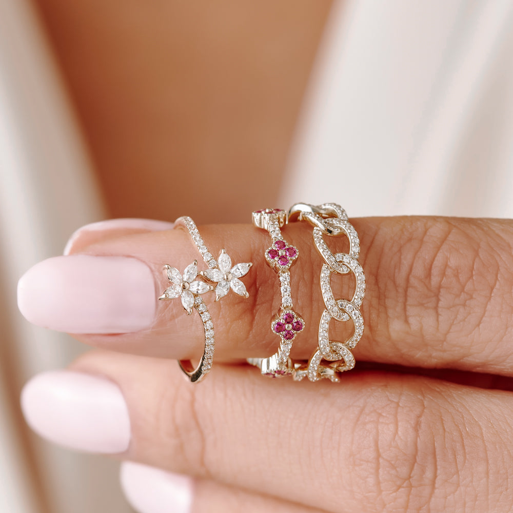 OBFJ2240 - Marquise Diamond Flower Bypass Ring in 14k 4