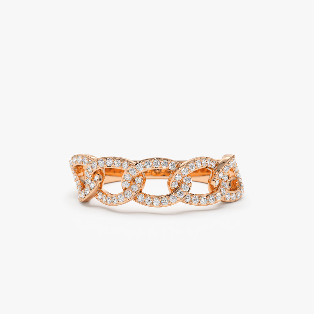 OBFJ2265 - 14k Curb Link Diamond Pave Ring 8