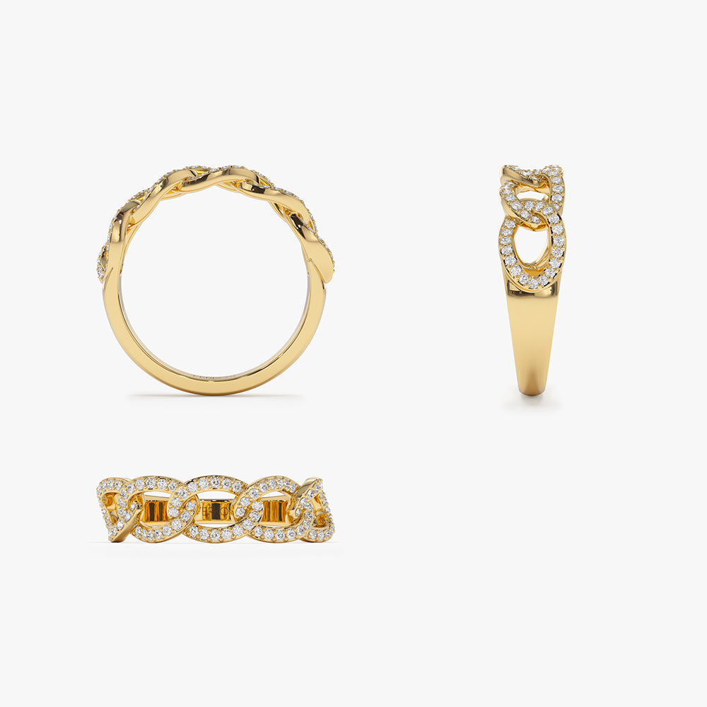 OBFJ2265 - 14k Curb Link Diamond Pave Ring 11