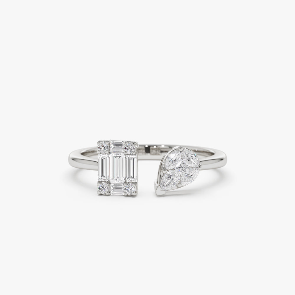 OBFJ2226 - 14k Gold Illusion Setting Diamond Toi et Moi Ring 8