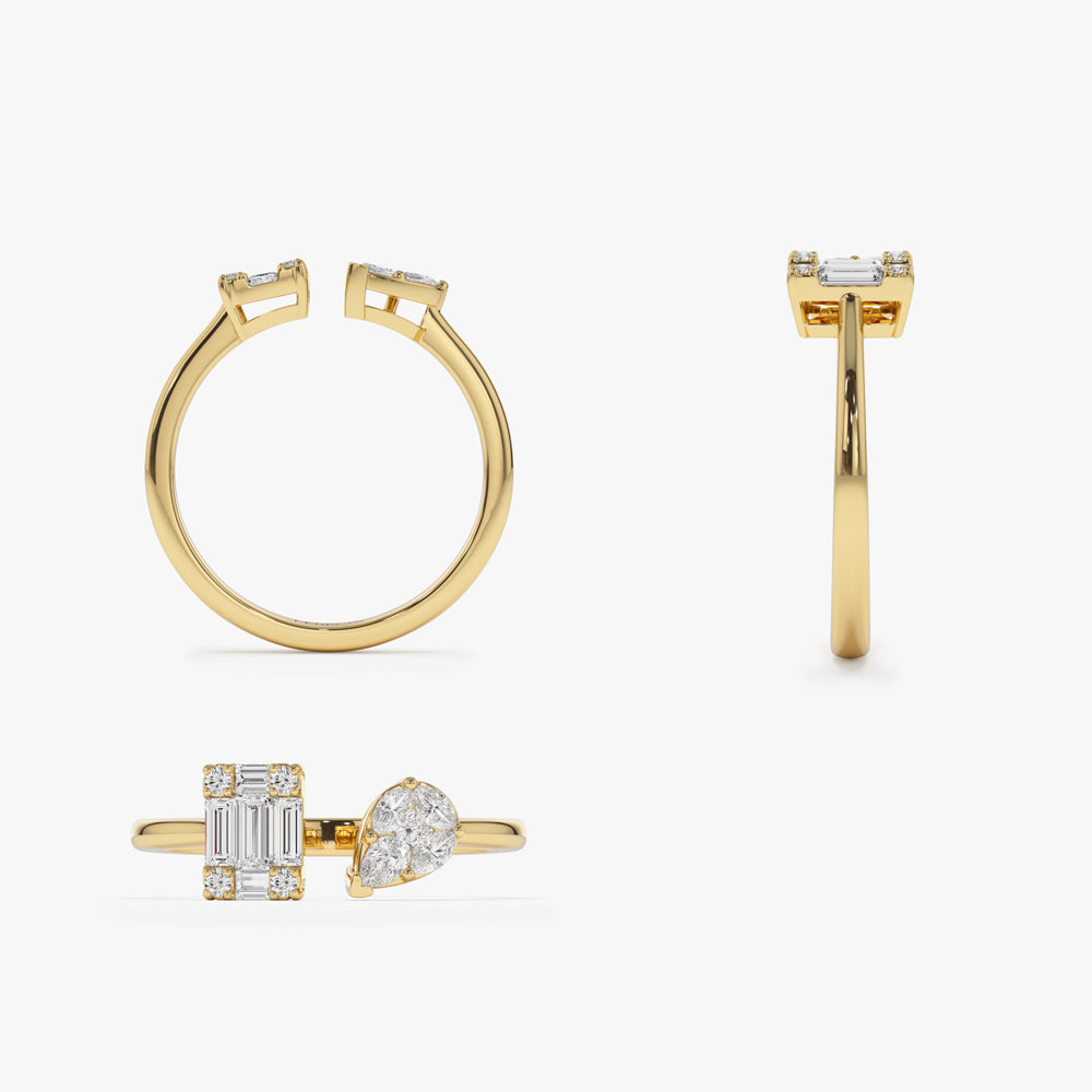 OBFJ2226 - 14k Gold Illusion Setting Diamond Toi et Moi Ring 10