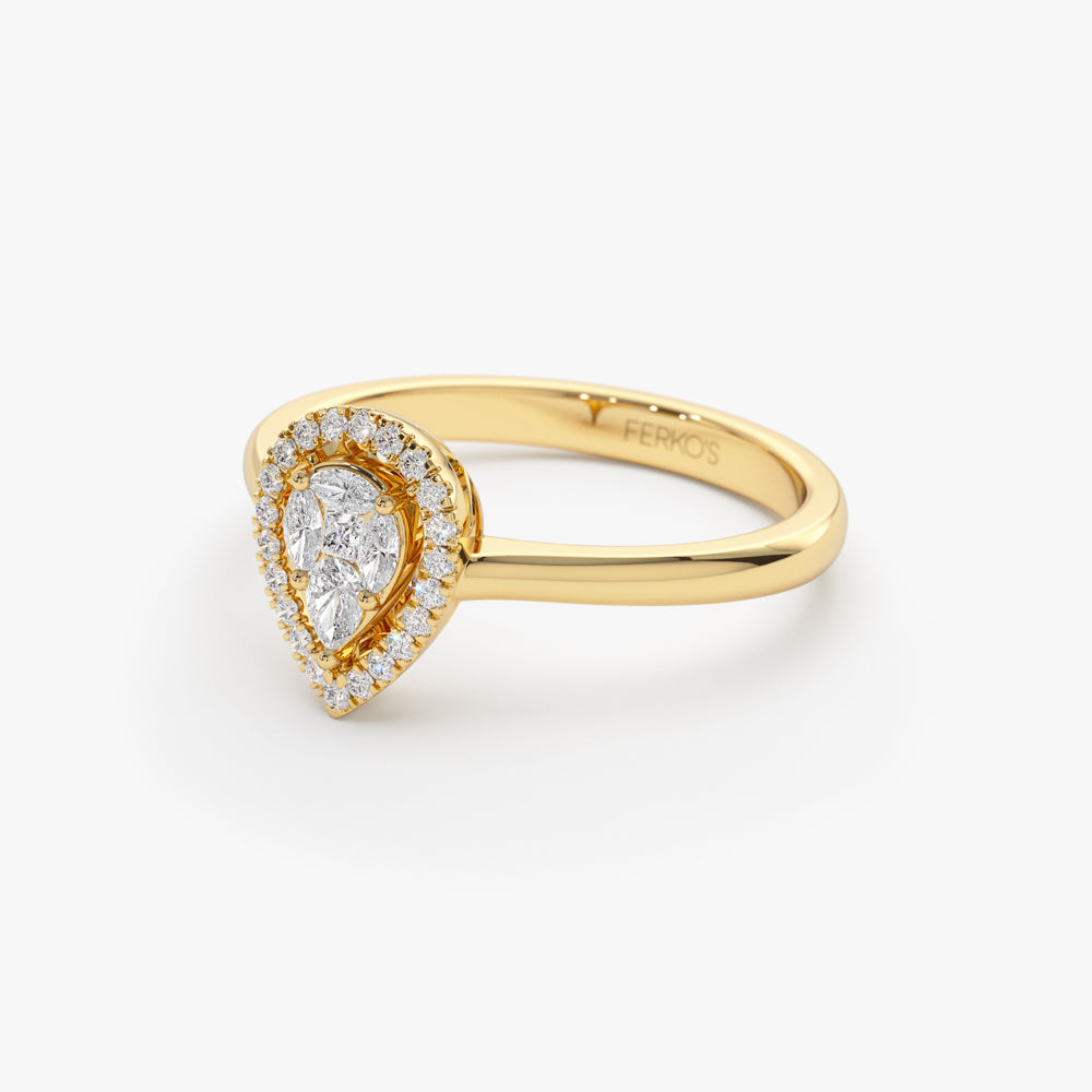 OBFJ2242 - Illusion Set Pear Shape Engagement Ring in 14k 8