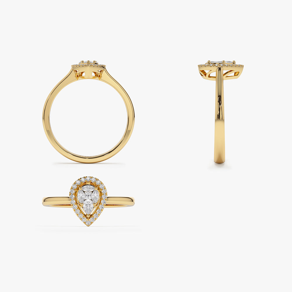 OBFJ2242 - Illusion Set Pear Shape Engagement Ring in 14k 9