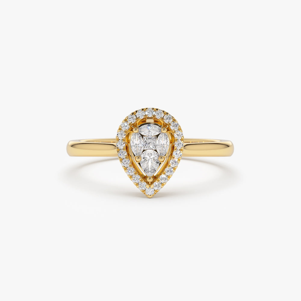 OBFJ2242 - Illusion Set Pear Shape Engagement Ring in 14k 1