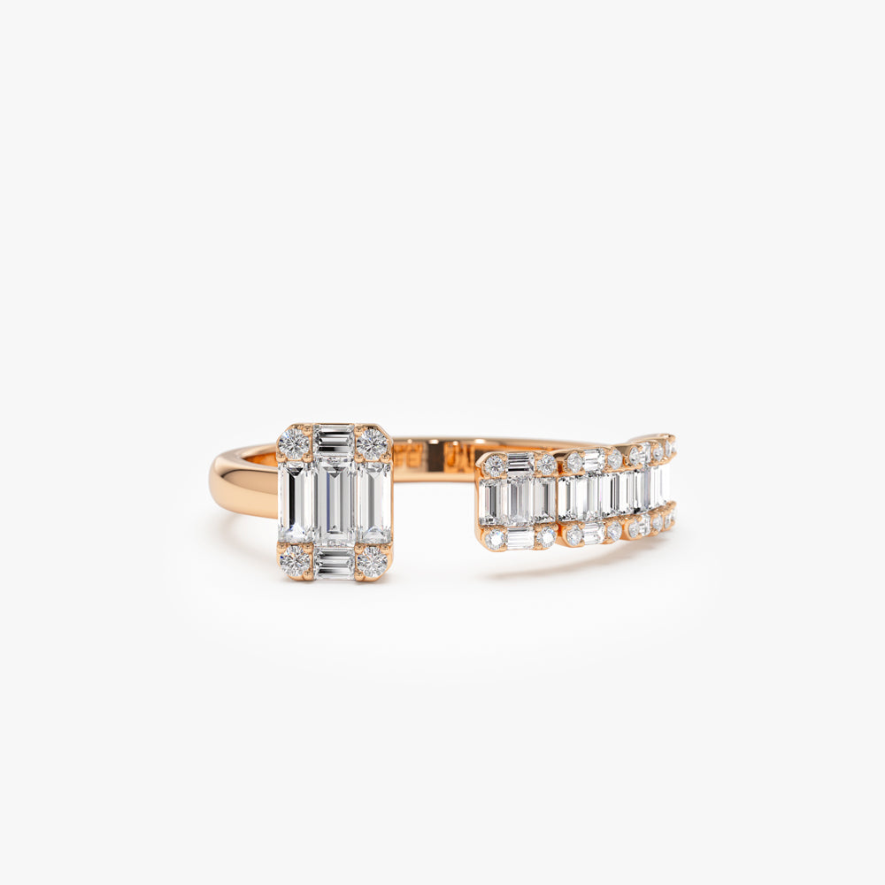 OBFJ2257 - 14k Floating Diamond Baguette Cut Diamond Ring 6