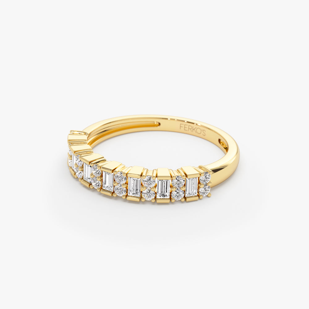 OBFJ1560 - 14k Vertical Baguette and Round Diamond Wedding Band 6