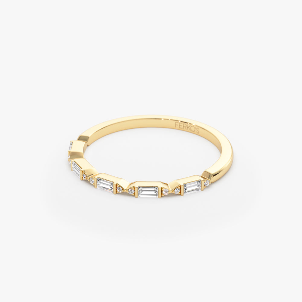 OBFJ1559 - 14k Stackable Dainty Baguette Diamond Ring 7