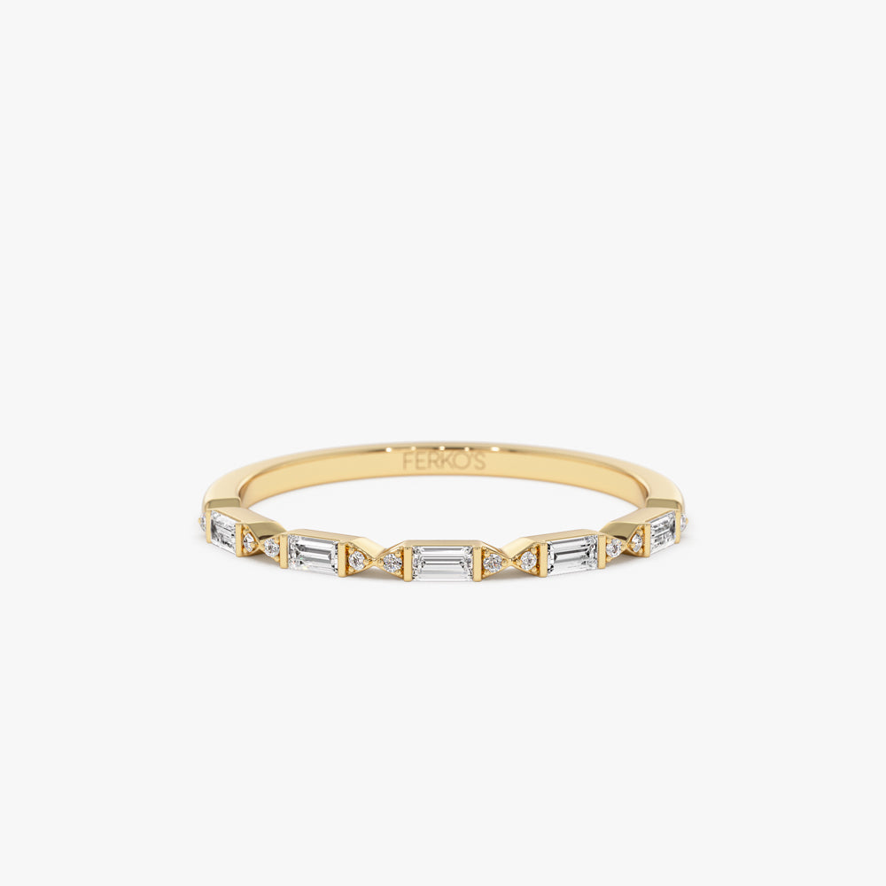 OBFJ1559 - 14k Stackable Dainty Baguette Diamond Ring 1